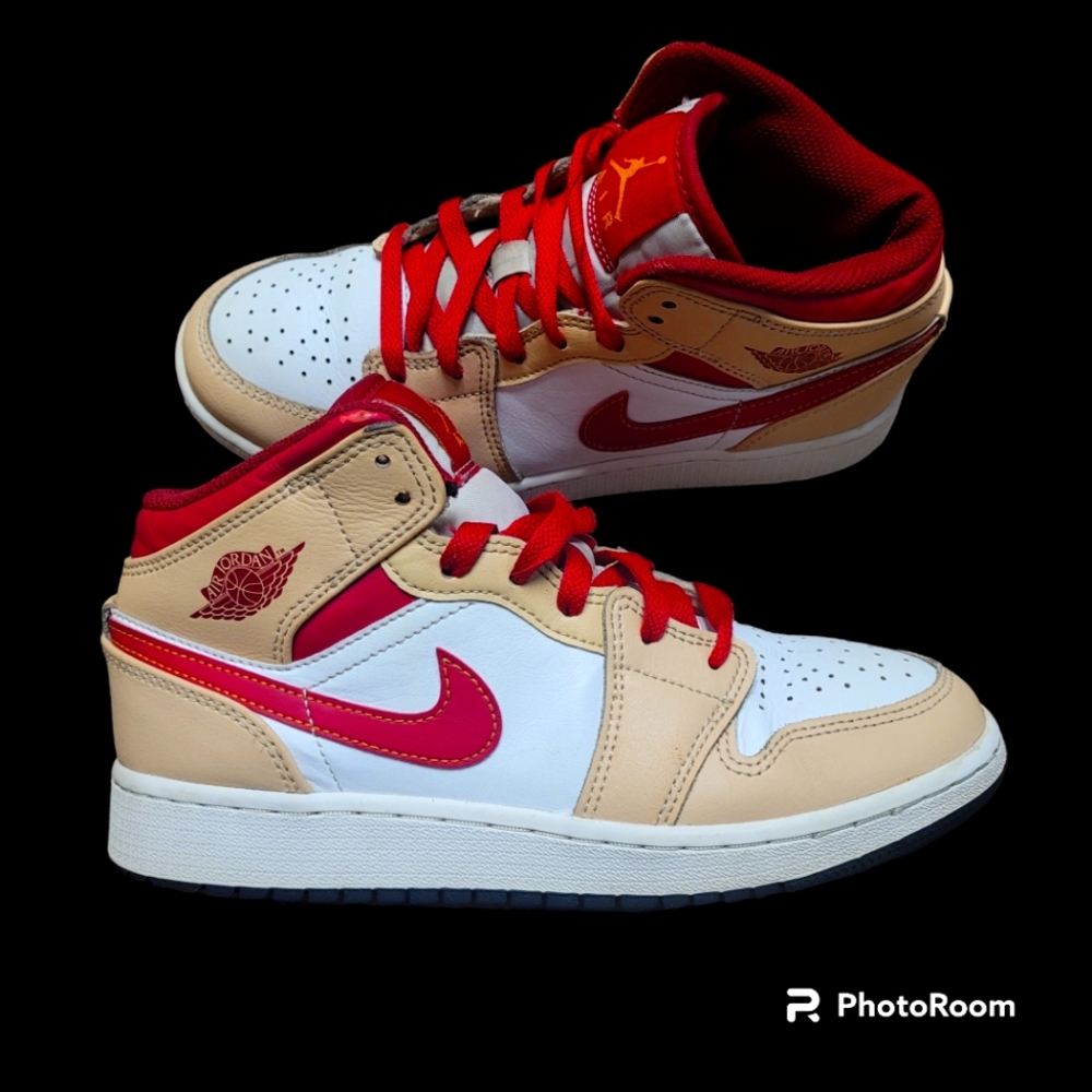 Jordan Retro 1 Mid (Light Curry Cardinal) Sz 5 Women's Sz 6.5
